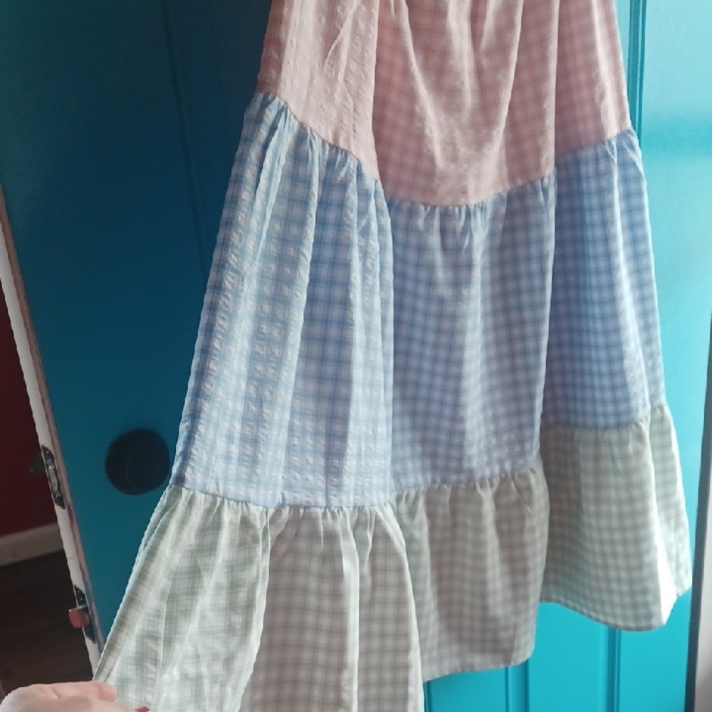 Multicolor Gingham Tiered Skirt - Picture 4 of 4